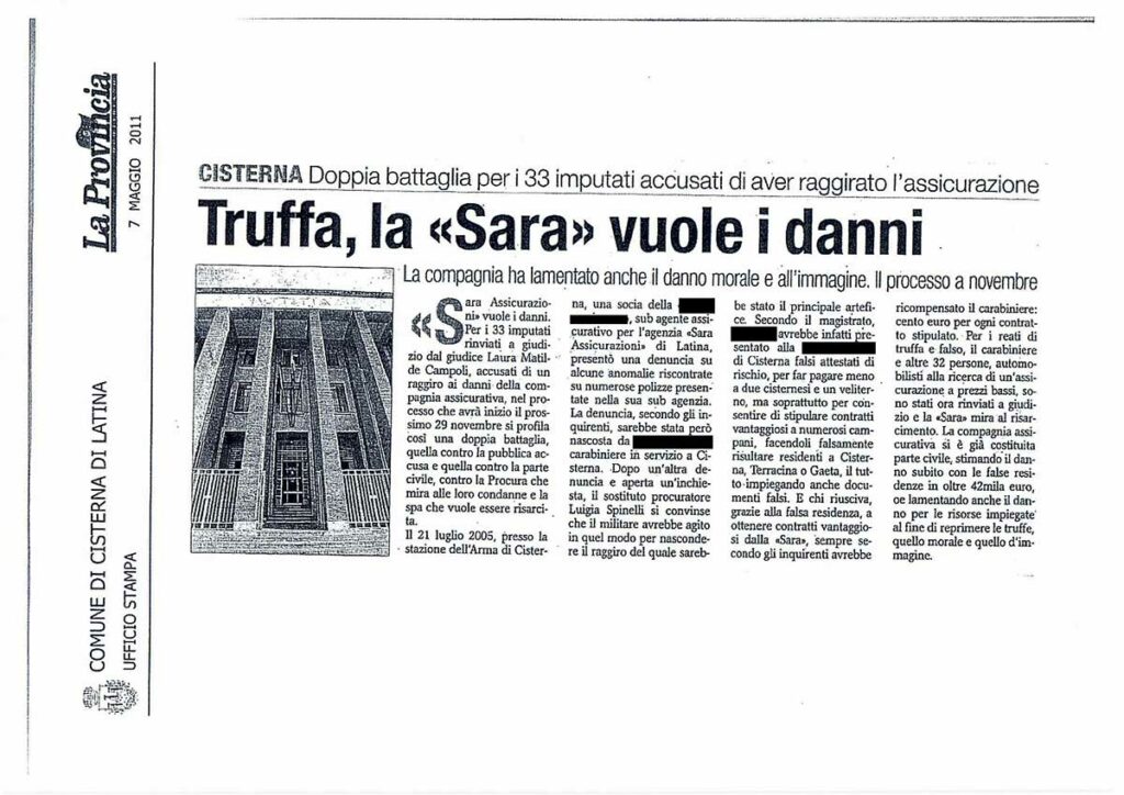 Truffa alle assicurazioni