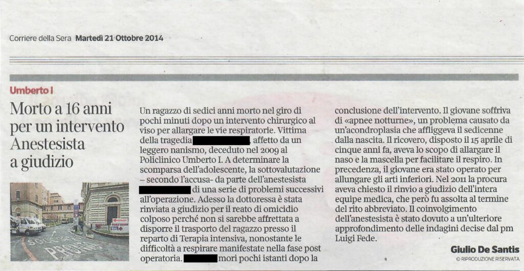 Assolta anestesista accusata di omicidio colposo